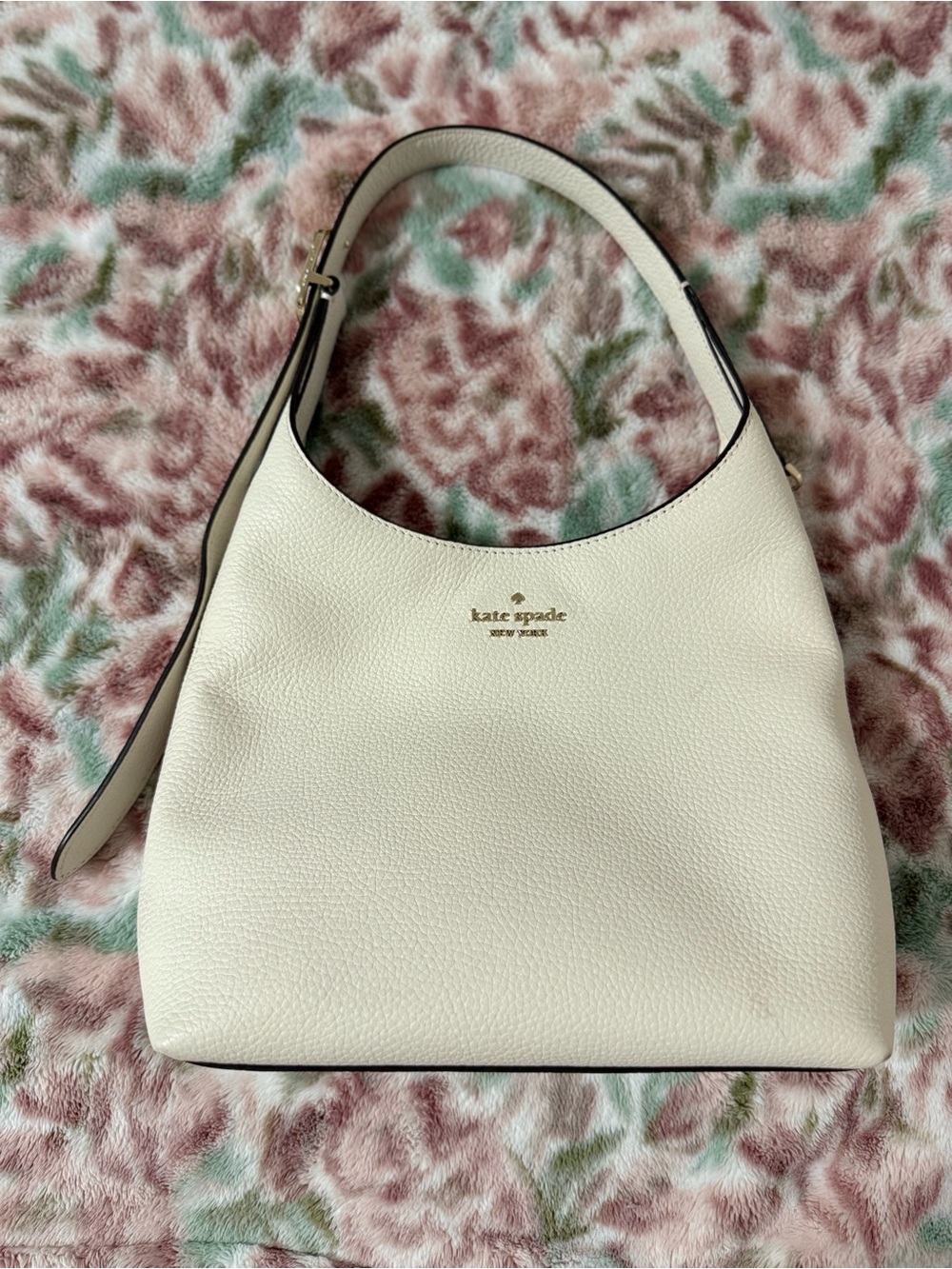 kate spade Cream Pebbled Leather Shoulder Hobo
